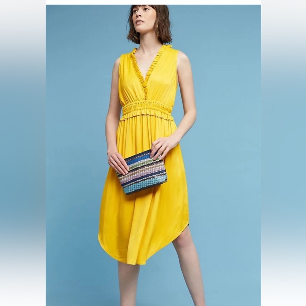 Anthropologie MAEVE Mustard Yellow Dress Medium